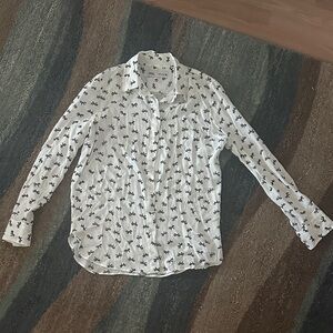 Zara White Shirt with Black Floral Pattern